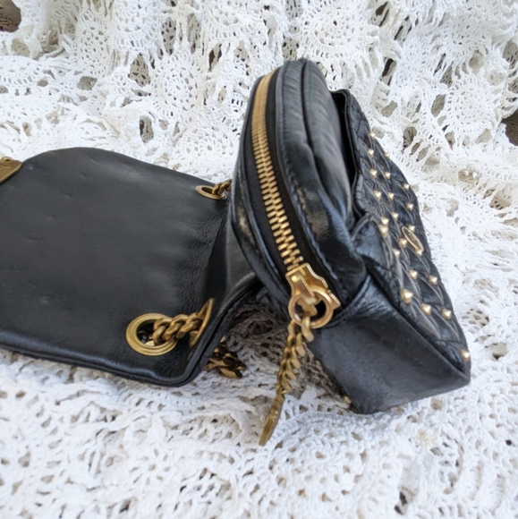 The Kooples Stella Studded Bag Black Leather + Brass Chain - Picture 13 of 17